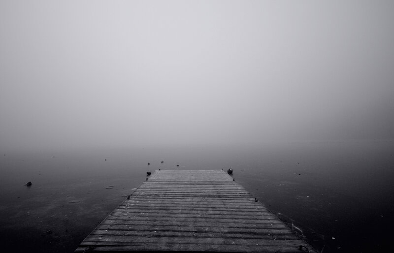 Wooden Dock in Fog — Black