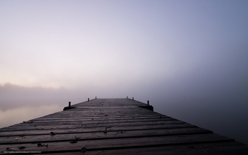 Wooden Dock in Fog — Gray