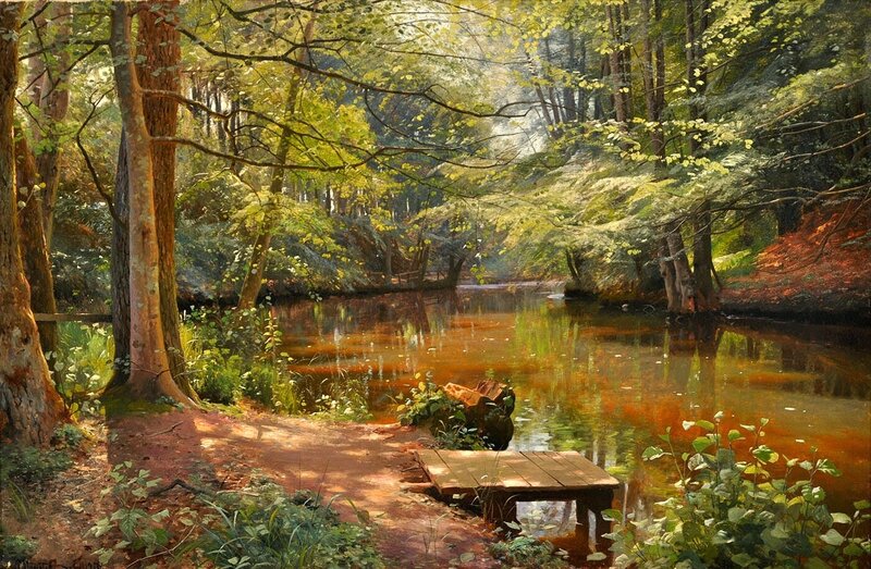 Wooden Dock in Forest — Green
