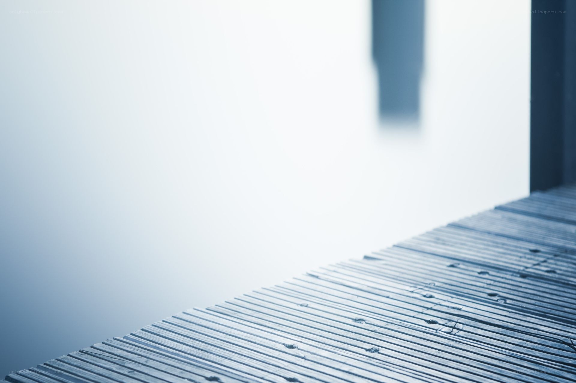 wooden dock in mist