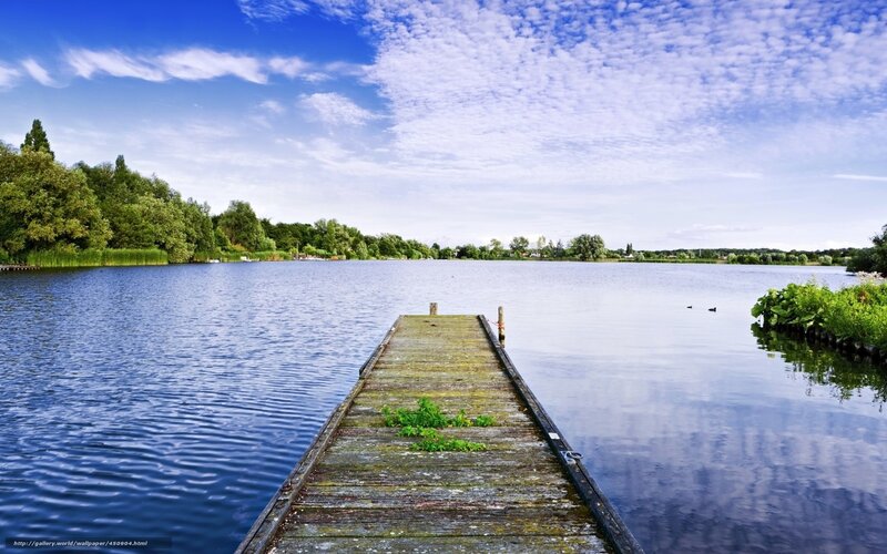 Wooden dock on a calm lake