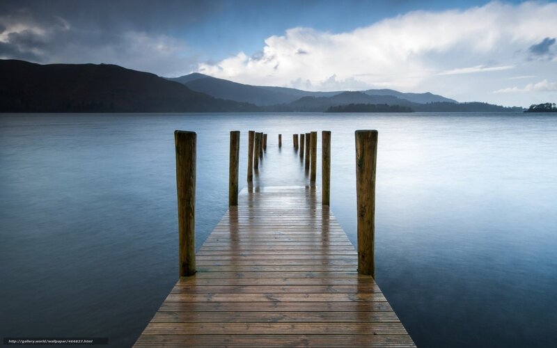 Wooden dock on a calm lake