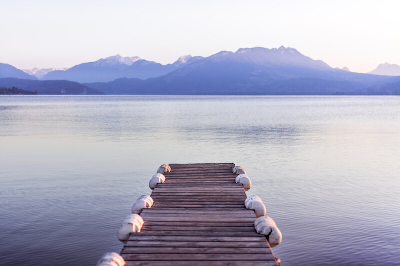 Wooden dock on a calm lake