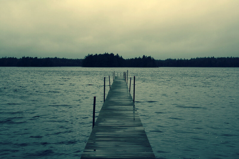 Wooden dock on a calm lake