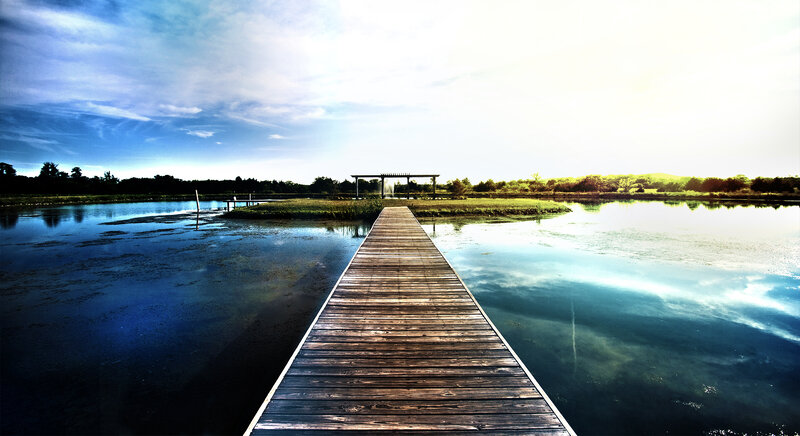 Wooden dock on a calm lake