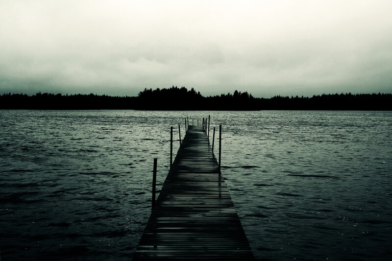 Wooden dock on a calm lake