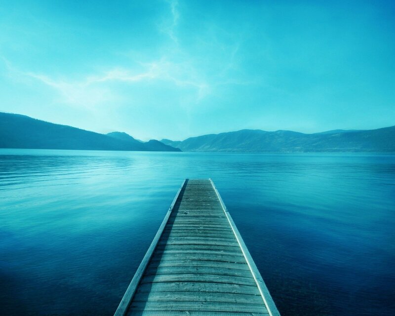 Wooden dock on a calm lake