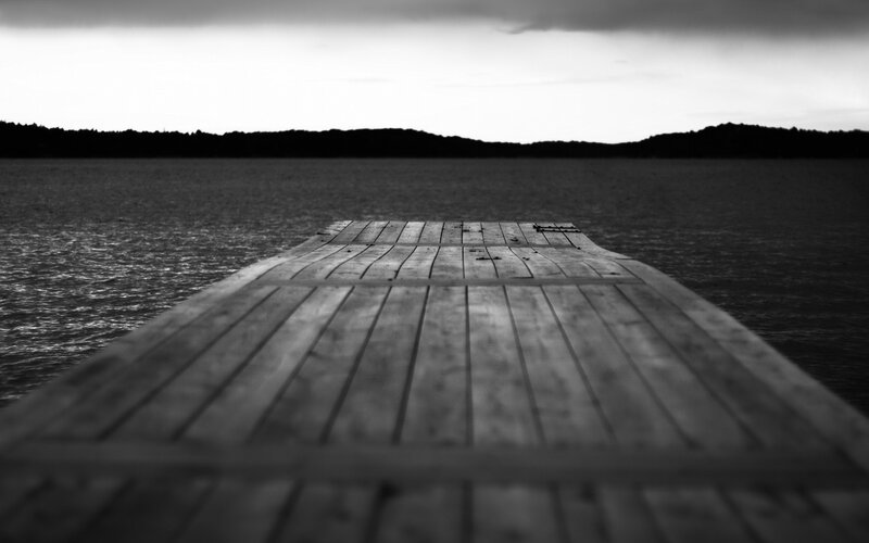 Wooden dock on a calm lake