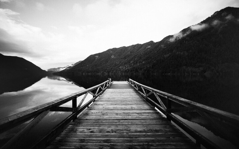 Wooden dock on a calm lake