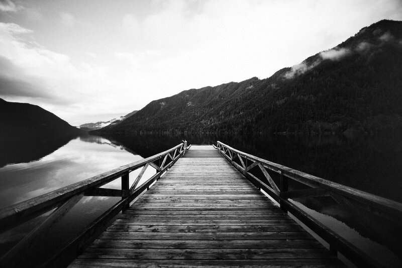 Wooden dock on a calm lake