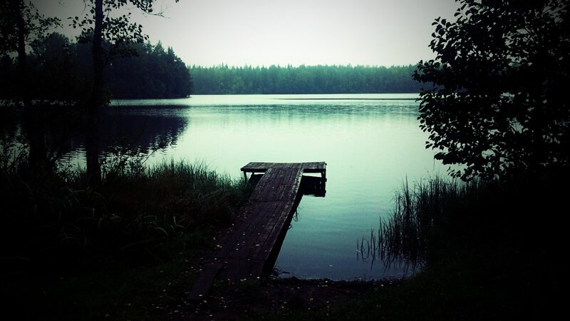 Wooden dock on a calm lake