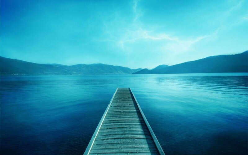 Wooden dock on a calm lake