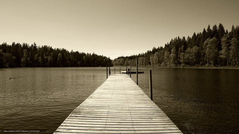 Wooden dock on a calm lake