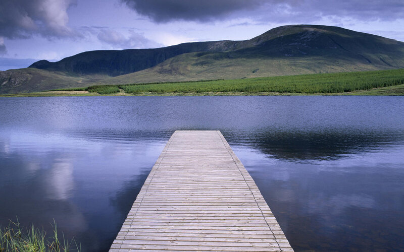 Wooden dock on a calm lake
