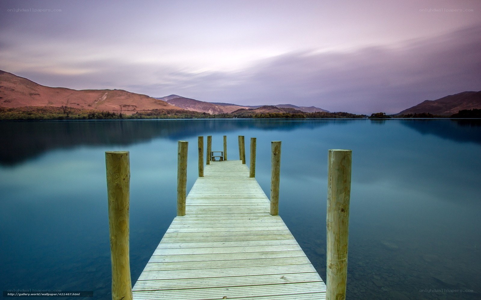 Wooden dock on a calm lake