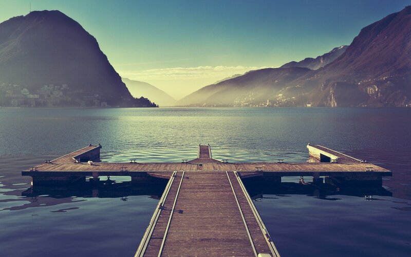 Wooden dock on a lake