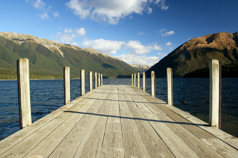 Wooden dock on a lake