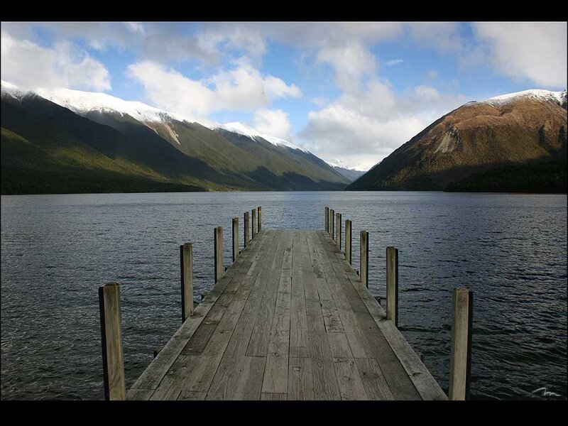 Wooden dock on a lake