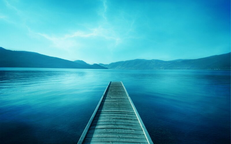 Wooden dock on calm lake