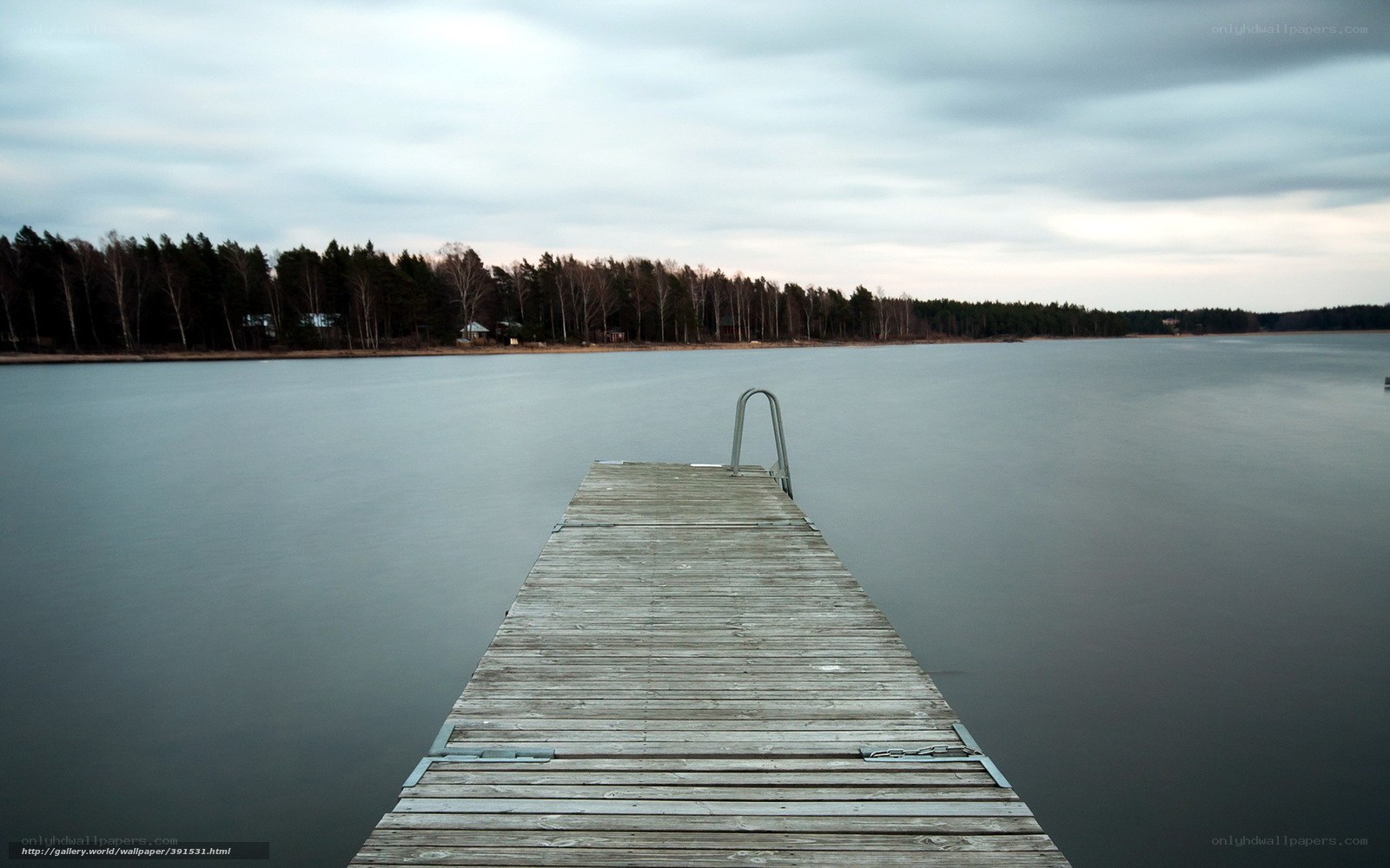 Wooden dock on calm lake