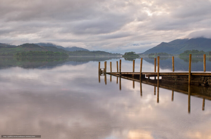 Wooden dock on calm lake