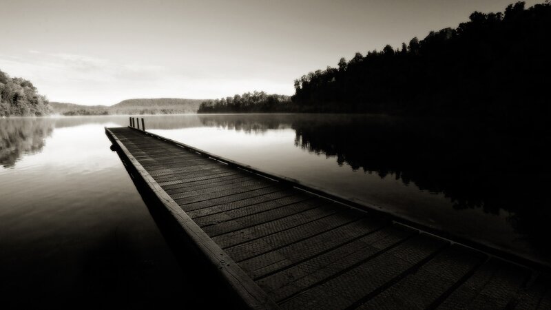 Wooden Dock on Lake — Black