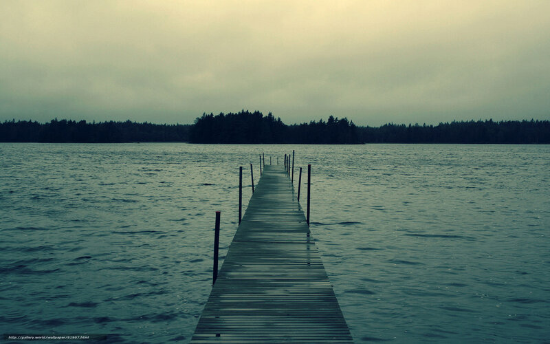 Wooden Dock on Lake — Blue, Calm