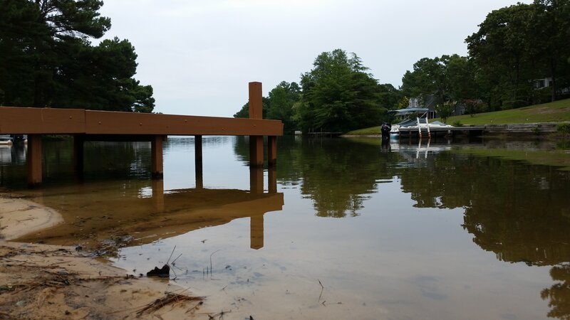 Wooden Dock on Lake — Brown, Calm