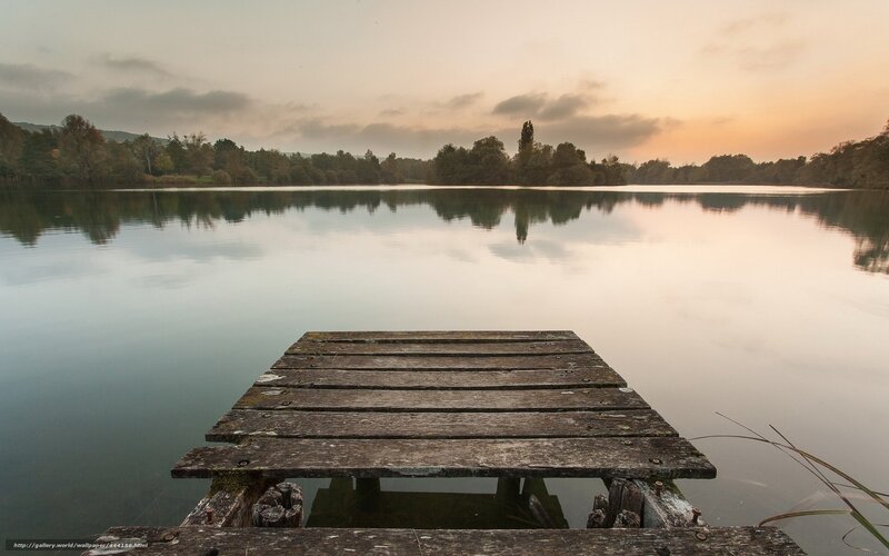 Wooden Dock on Lake — Brown, Serene, Sunset