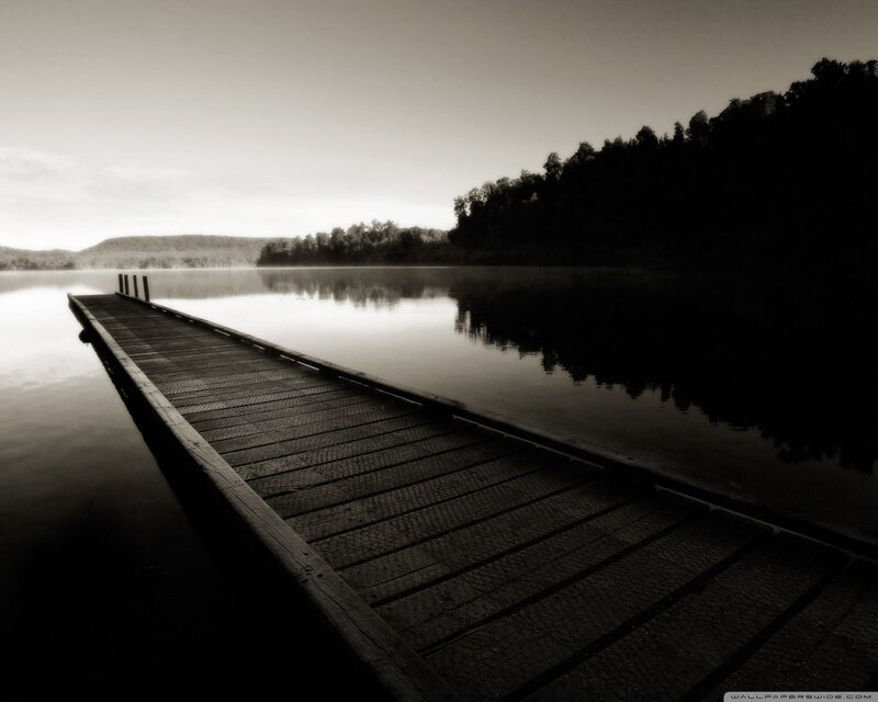 Wooden Dock on Lake — Fog