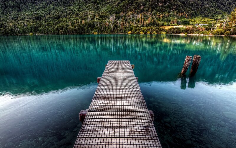 Wooden Dock on Lake — Teal