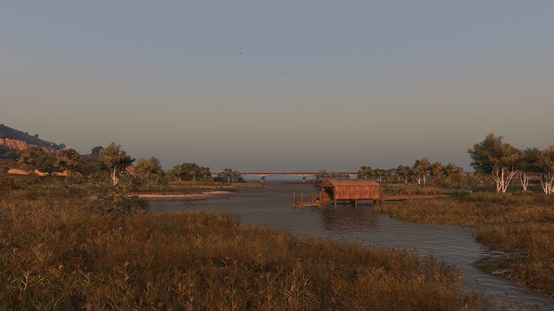 Wooden Dock on River — Brown