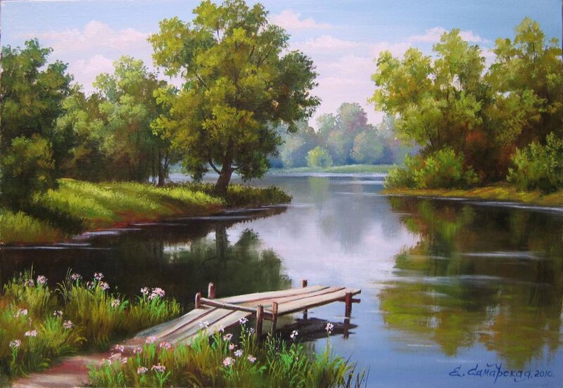 Wooden Dock on River