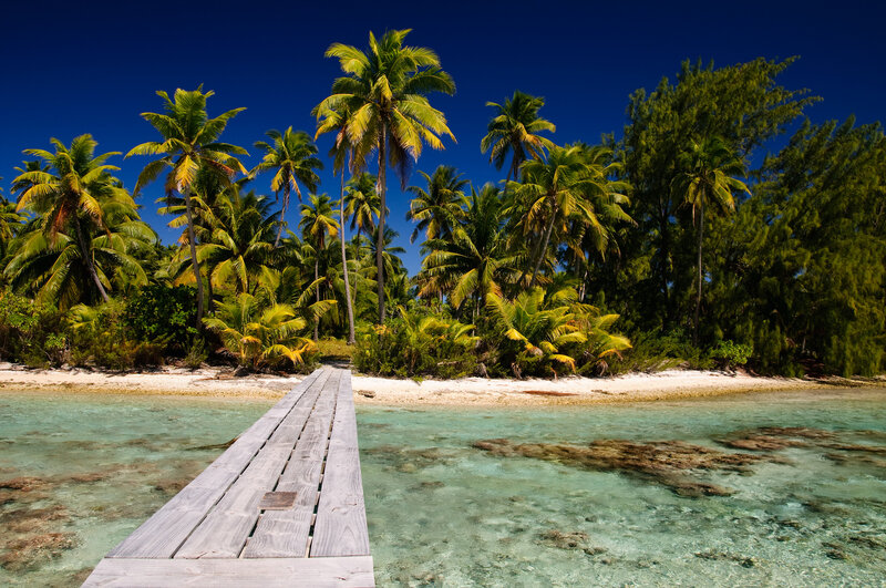 Wooden Dock on Tropical Island