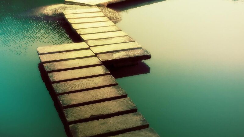 Wooden Dock on Water — Green