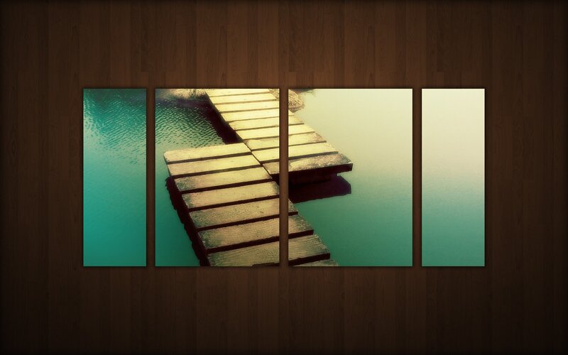 Wooden Dock on Water — Teal