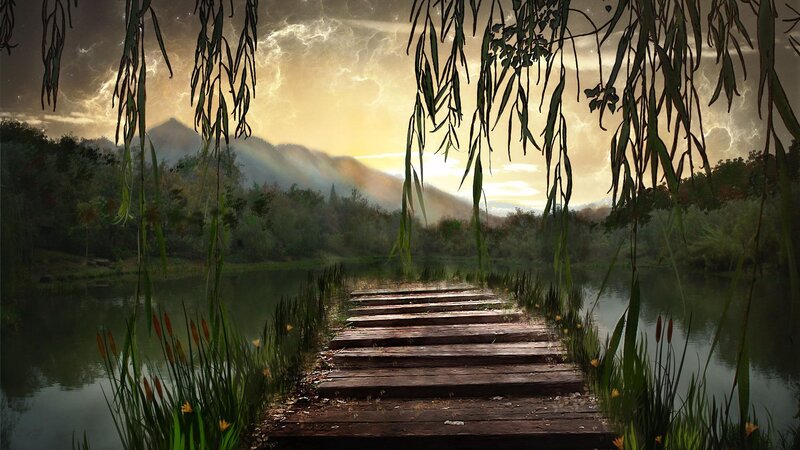 Wooden Dock over Pond