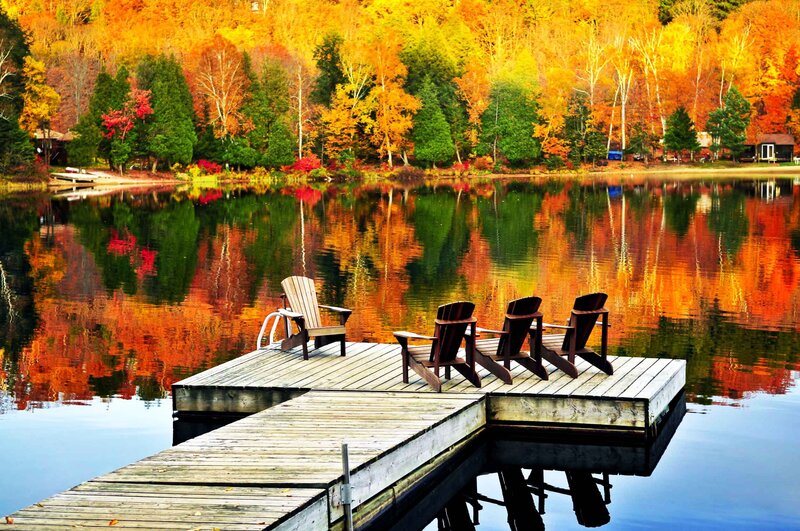 Wooden Dock with Chairs — Orange, Serene