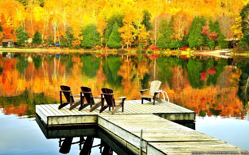 Wooden Dock with Chairs — Orange