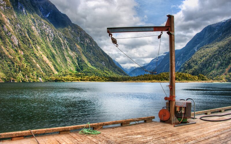 Wooden Dock with Crane