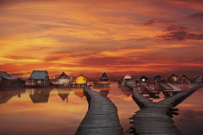 Wooden Docks and Cabins