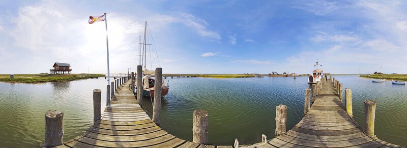 Wooden Docks at Harbor — Blue