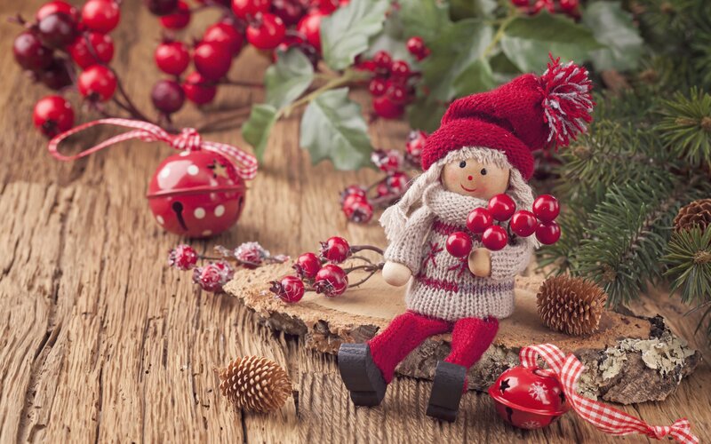 Wooden Doll with Berries