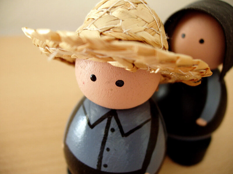 Wooden Dolls with Hats