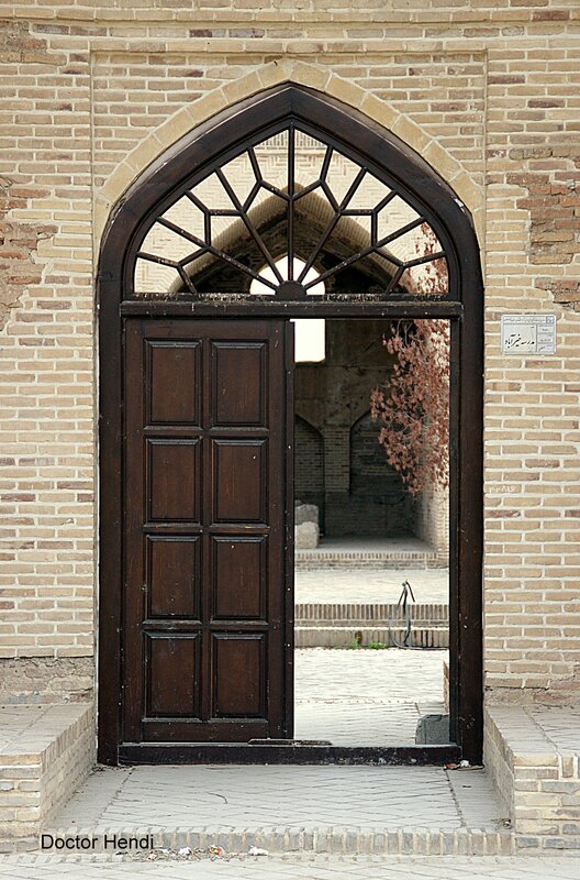 Wooden Door in Brick Wall — Brown
