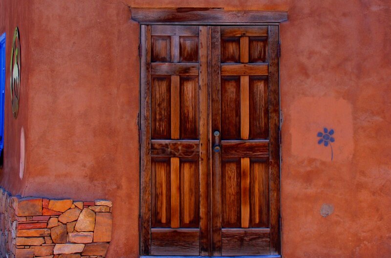 Wooden Door on Adobe Wall