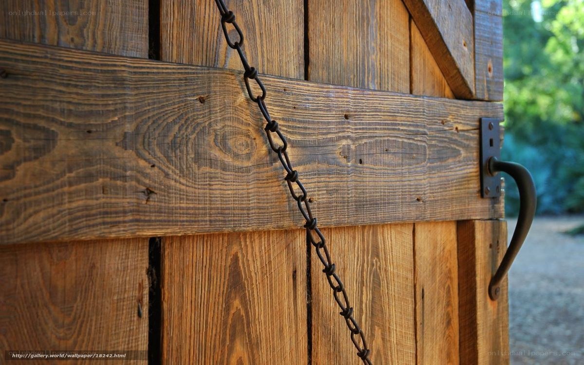 wooden door with chain