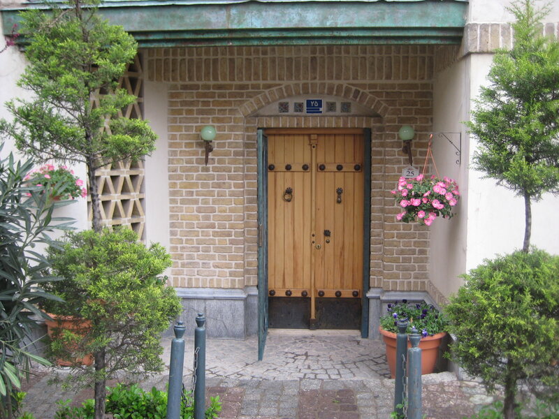 Wooden Door with Plants