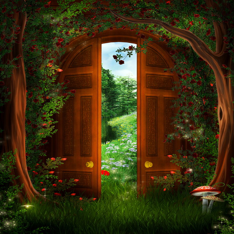 Wooden Doors in Garden — Green