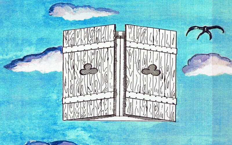 wooden doors in the sky